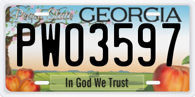 GA license plate PWO3597