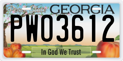 GA license plate PWO3612