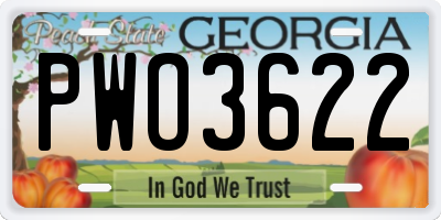 GA license plate PWO3622