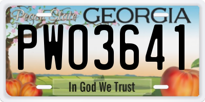 GA license plate PWO3641