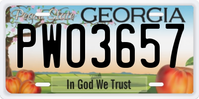 GA license plate PWO3657