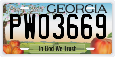 GA license plate PWO3669