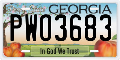 GA license plate PWO3683