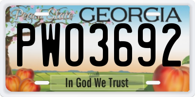 GA license plate PWO3692