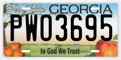 GA license plate PWO3695