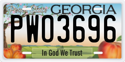 GA license plate PWO3696