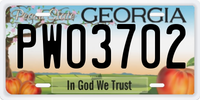 GA license plate PWO3702