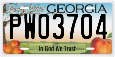 GA license plate PWO3704