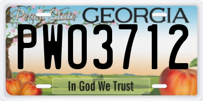GA license plate PWO3712