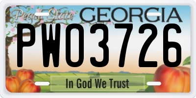 GA license plate PWO3726