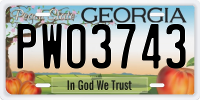 GA license plate PWO3743