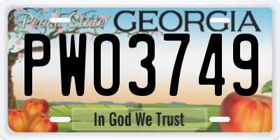 GA license plate PWO3749