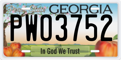 GA license plate PWO3752