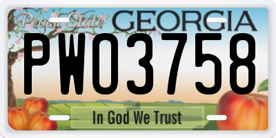 GA license plate PWO3758