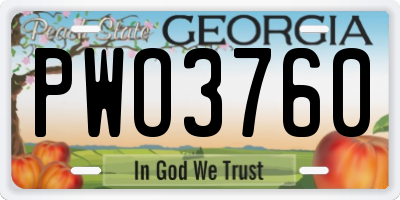 GA license plate PWO3760