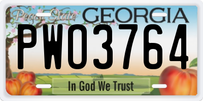 GA license plate PWO3764