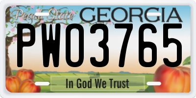 GA license plate PWO3765