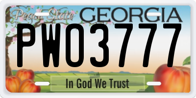 GA license plate PWO3777