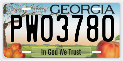 GA license plate PWO3780