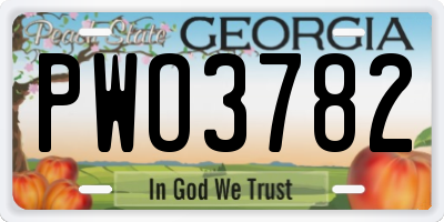 GA license plate PWO3782