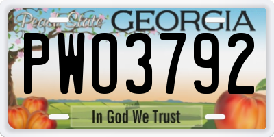 GA license plate PWO3792