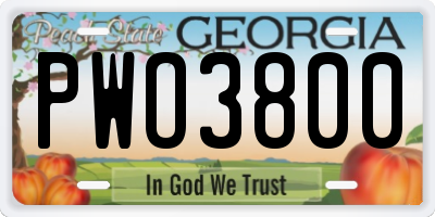 GA license plate PWO3800