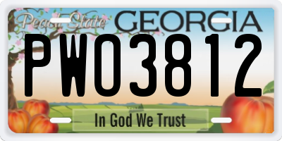 GA license plate PWO3812