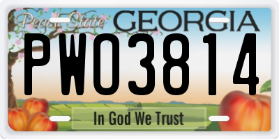 GA license plate PWO3814