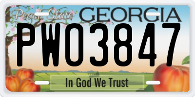 GA license plate PWO3847