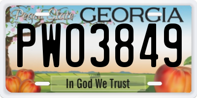 GA license plate PWO3849