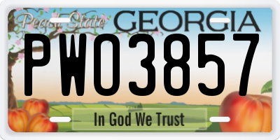 GA license plate PWO3857