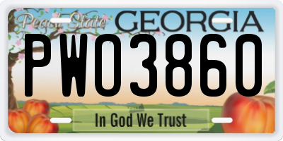 GA license plate PWO3860