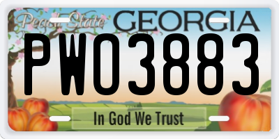 GA license plate PWO3883