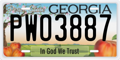 GA license plate PWO3887