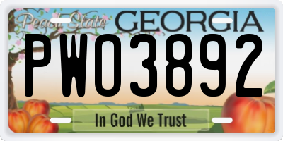 GA license plate PWO3892