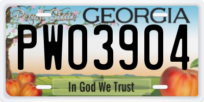 GA license plate PWO3904
