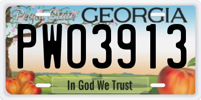 GA license plate PWO3913