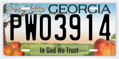 GA license plate PWO3914