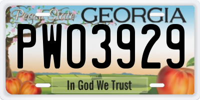 GA license plate PWO3929