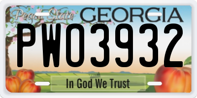 GA license plate PWO3932