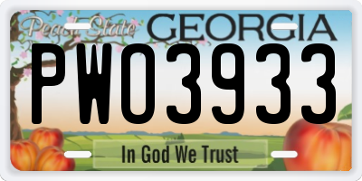 GA license plate PWO3933