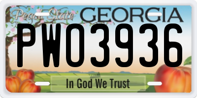 GA license plate PWO3936
