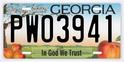 GA license plate PWO3941