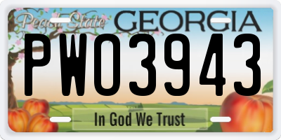GA license plate PWO3943