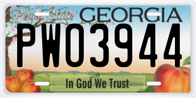 GA license plate PWO3944