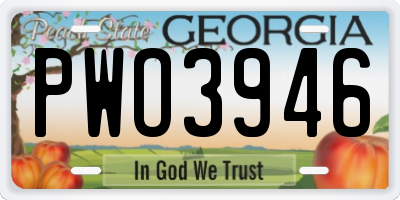 GA license plate PWO3946