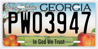 GA license plate PWO3947