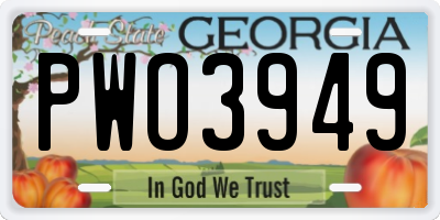 GA license plate PWO3949