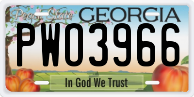 GA license plate PWO3966