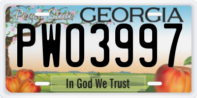 GA license plate PWO3997